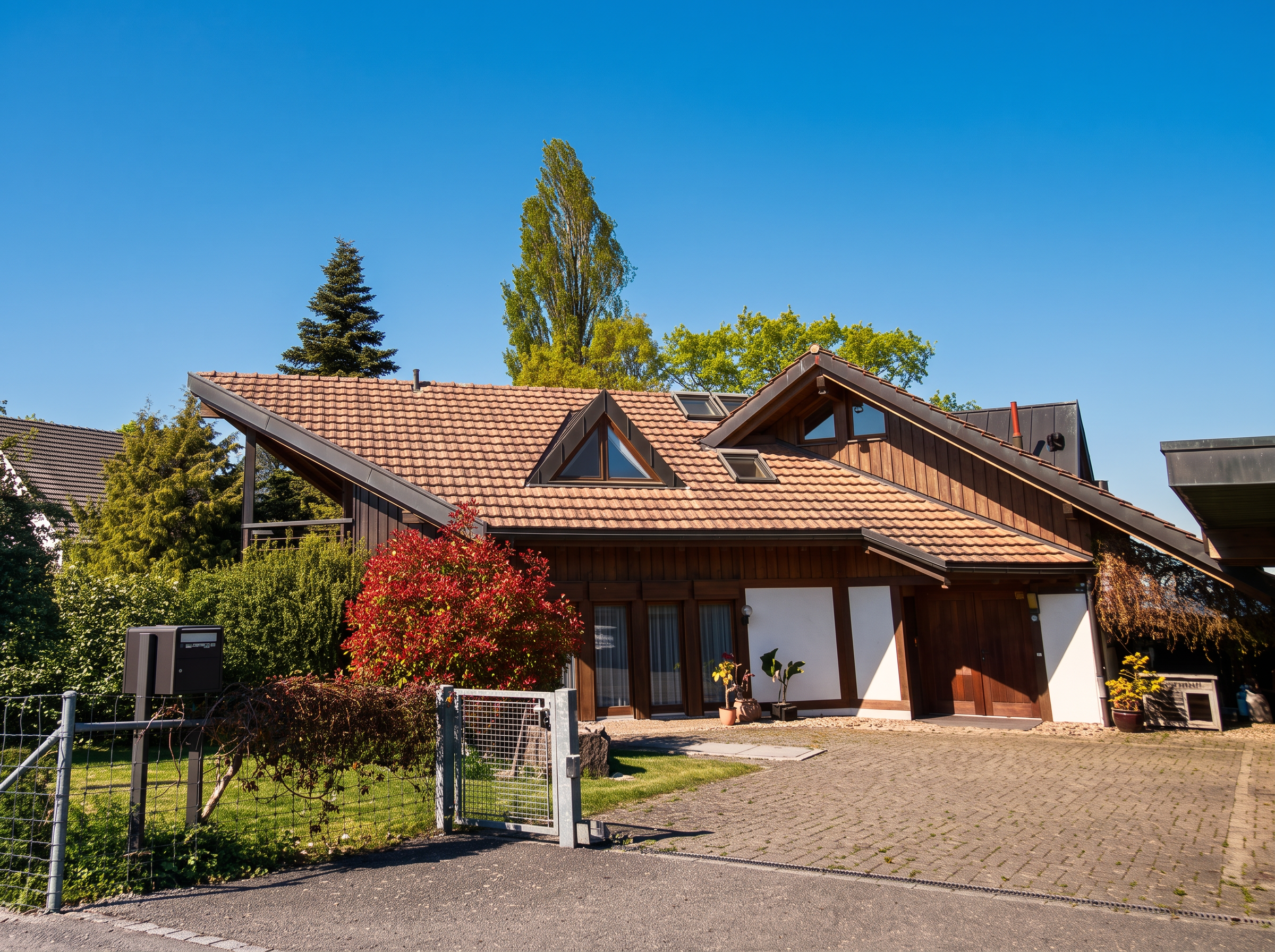 Hauseingang mit Vorplatz und Zufahrt
